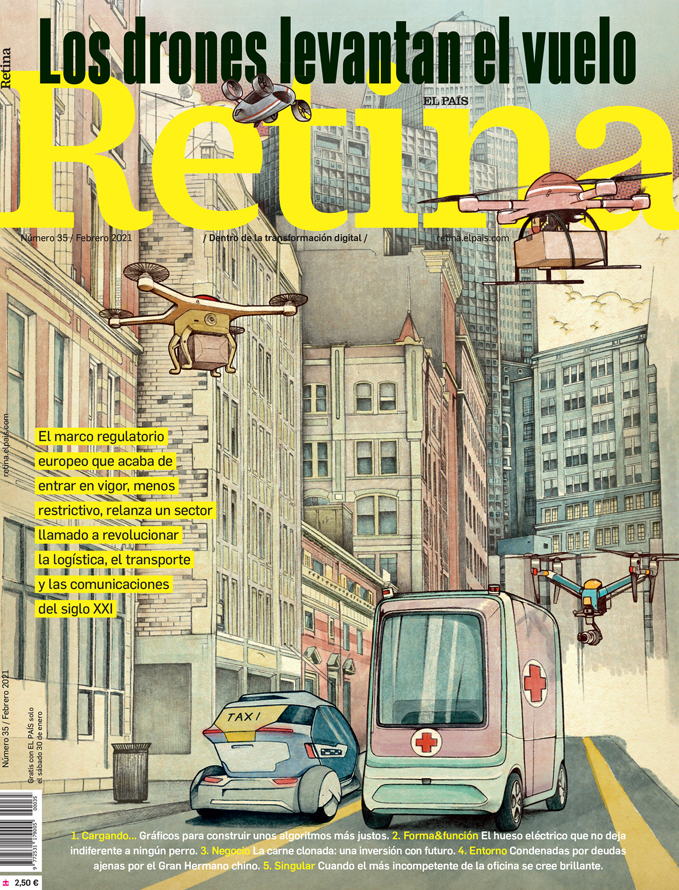 city drawing  cover dron magazine realistic vehicles watercolor