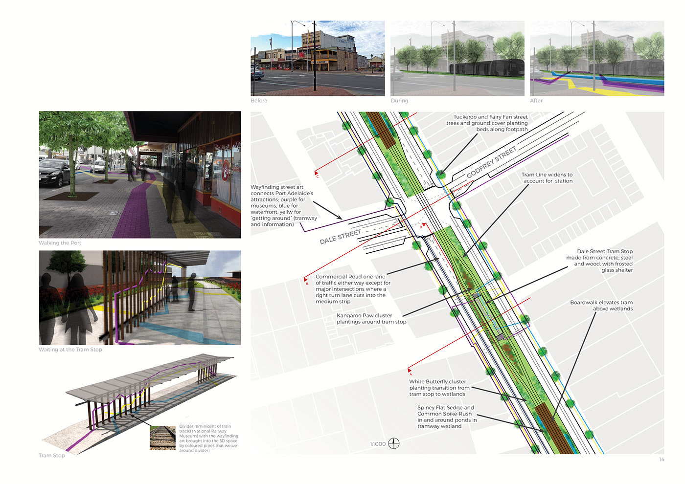 Urban Design streetscape light rail tram architecture Student work