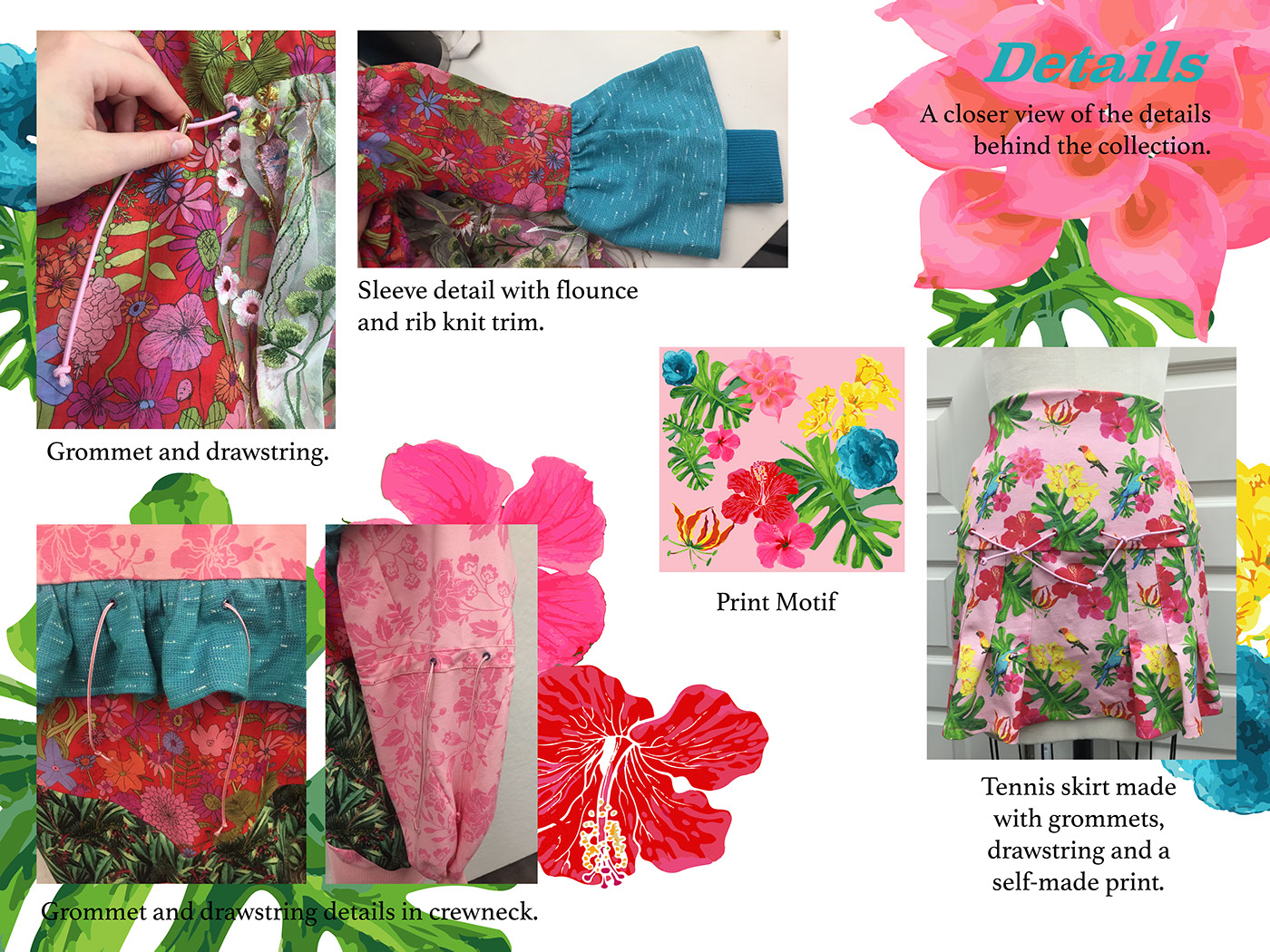 Fashion  design floral flower sewing garment athleisure spring summer