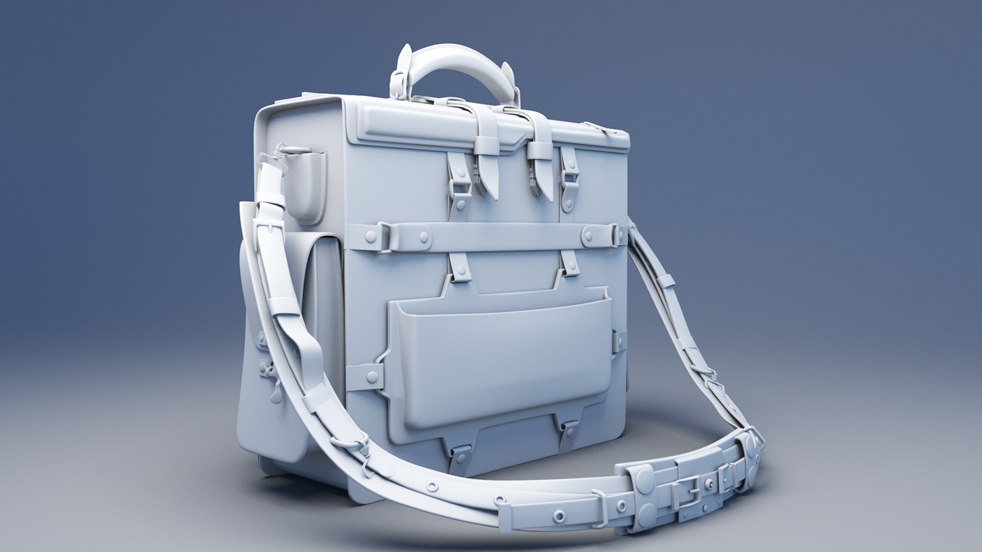 3D briefcase leather lowpoly model old sketchfab vintage vr