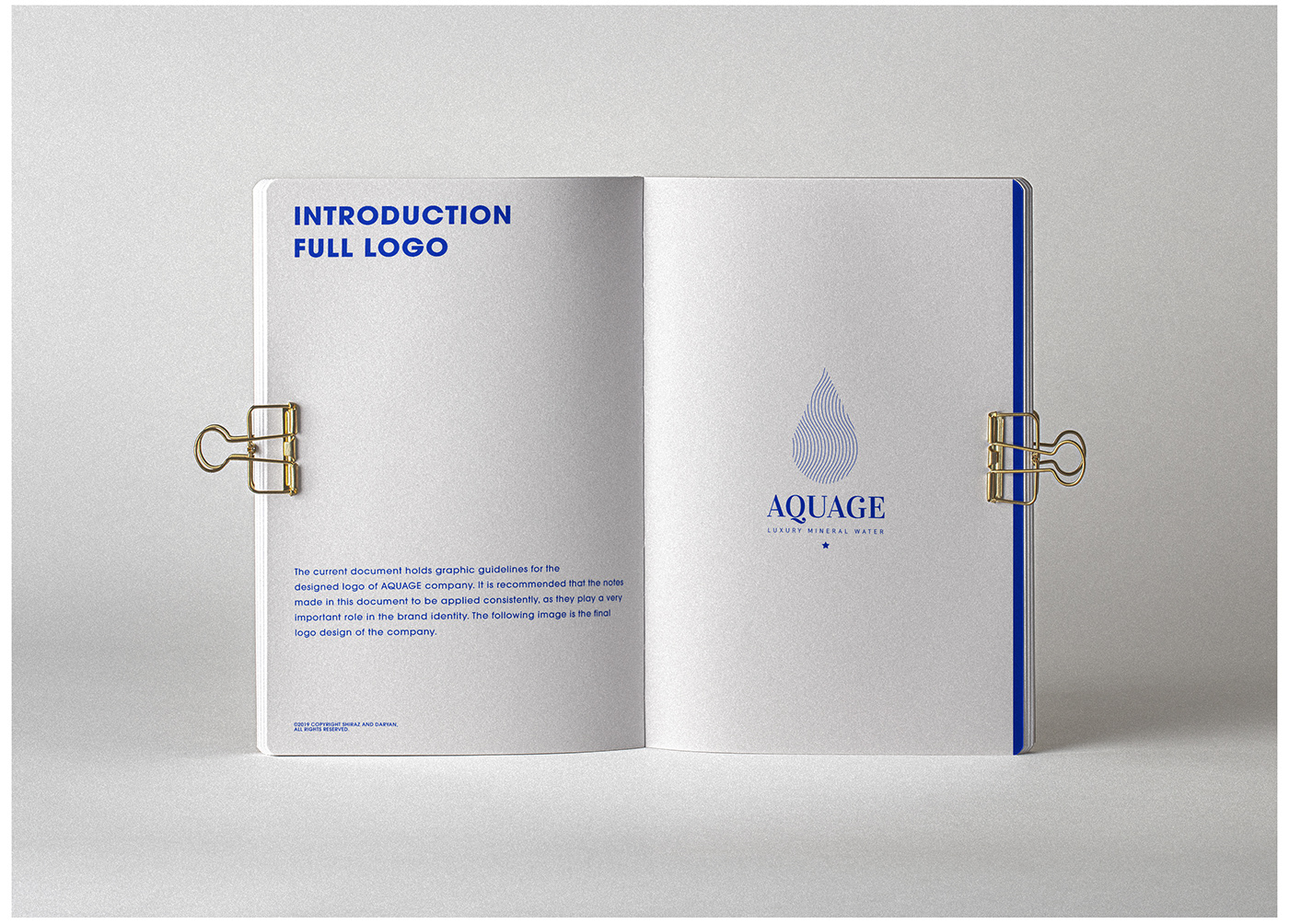 blue concept gold graphic profile guideline Logo Design luxury mineral Stationery water