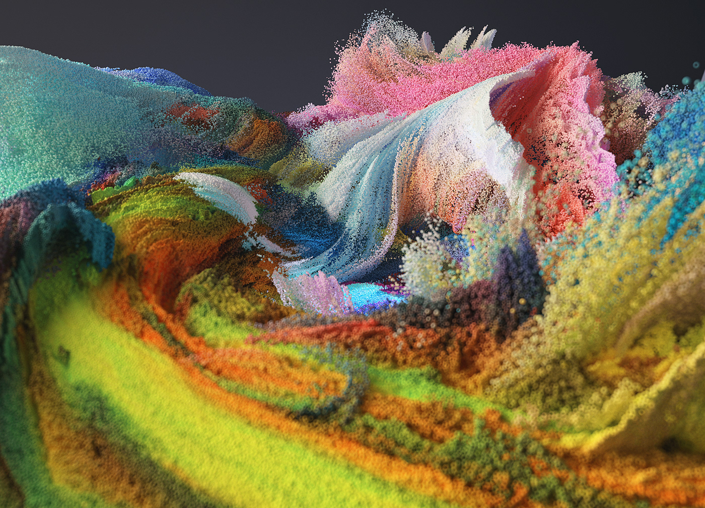 abstract colorful houdini particles redshift simulation