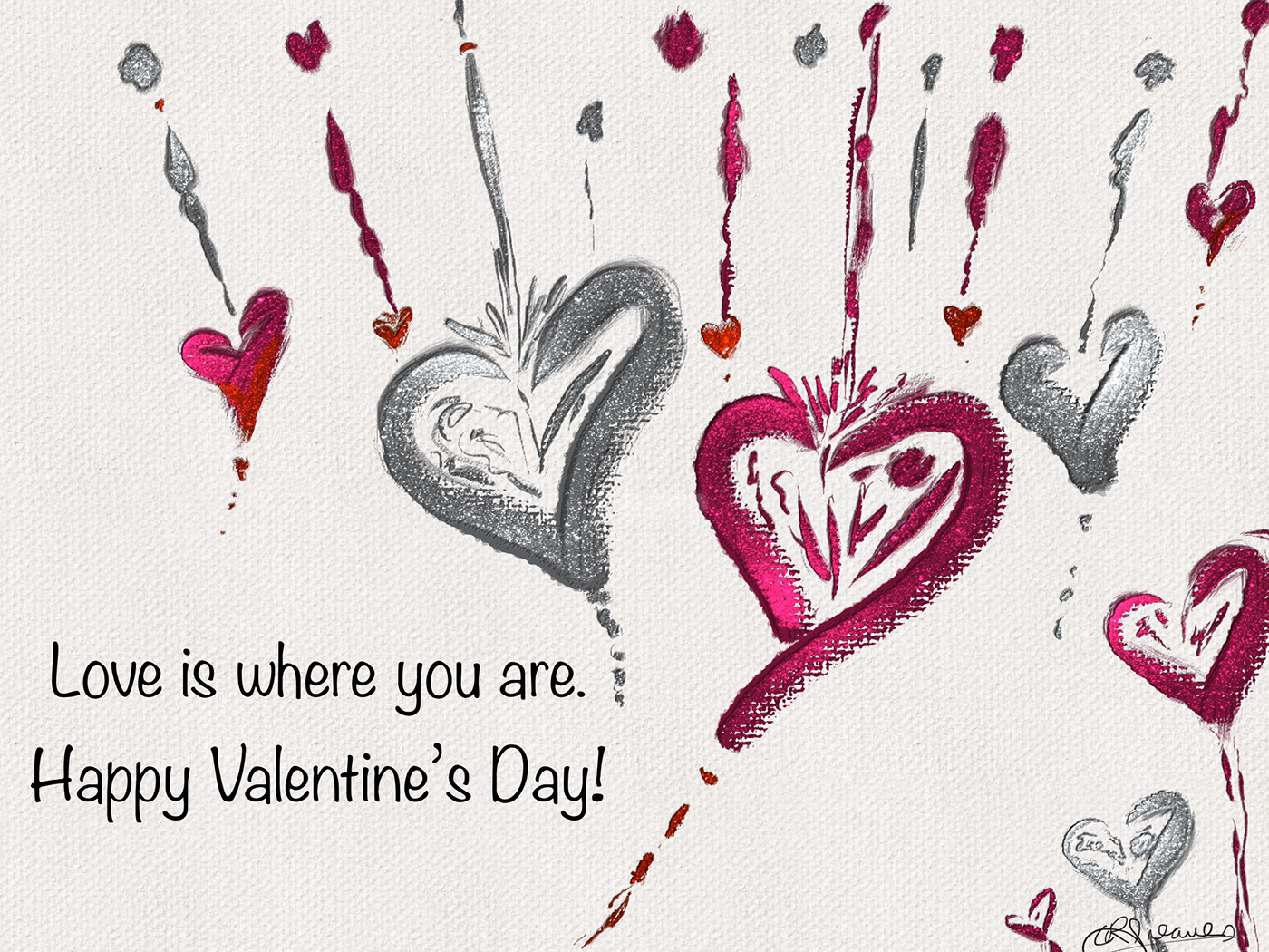 hearts Love valentine silver burgundy red graphic
