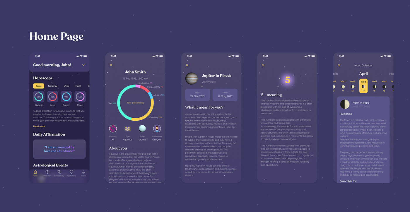 UI/UX app Horoscope Astrology ai midjourney iphone design product design  ui design