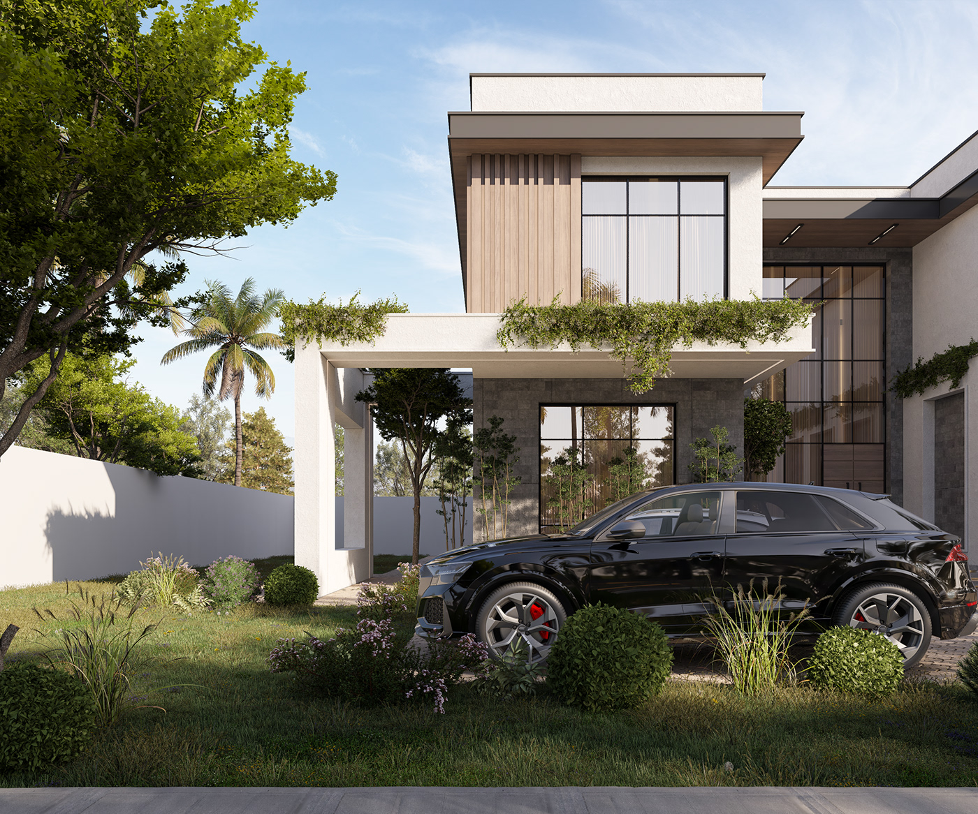 Outdoor building architecture visualization 3D exterior vray facade house modern