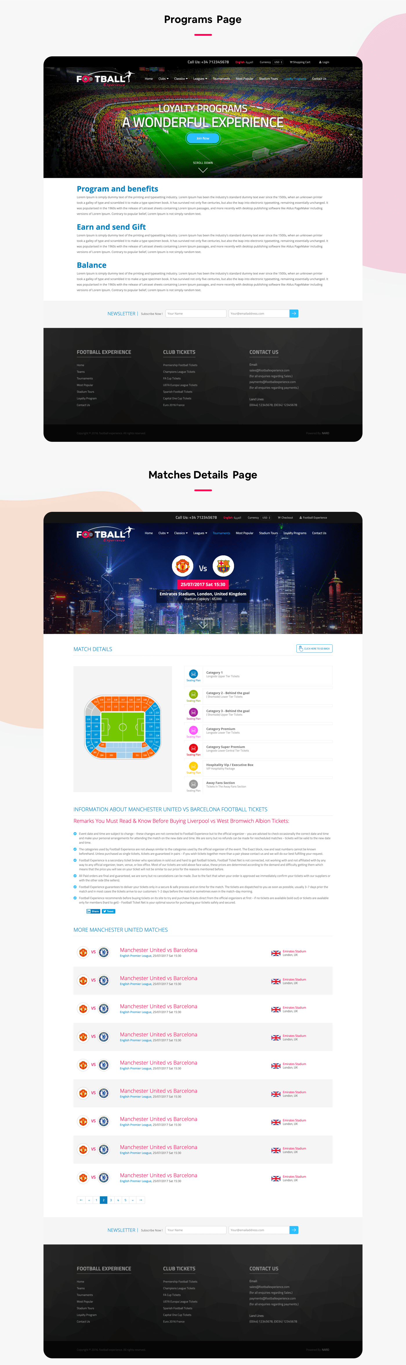 UI ux design Website football Website Design User Experince user interface