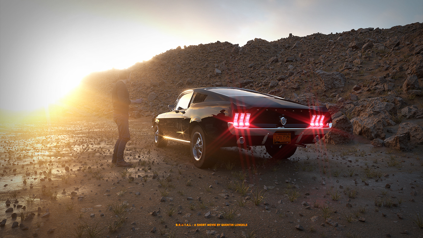 3drender arizona Brutalism CGI houdini musclecar Mustang redshift shortmovie vfx