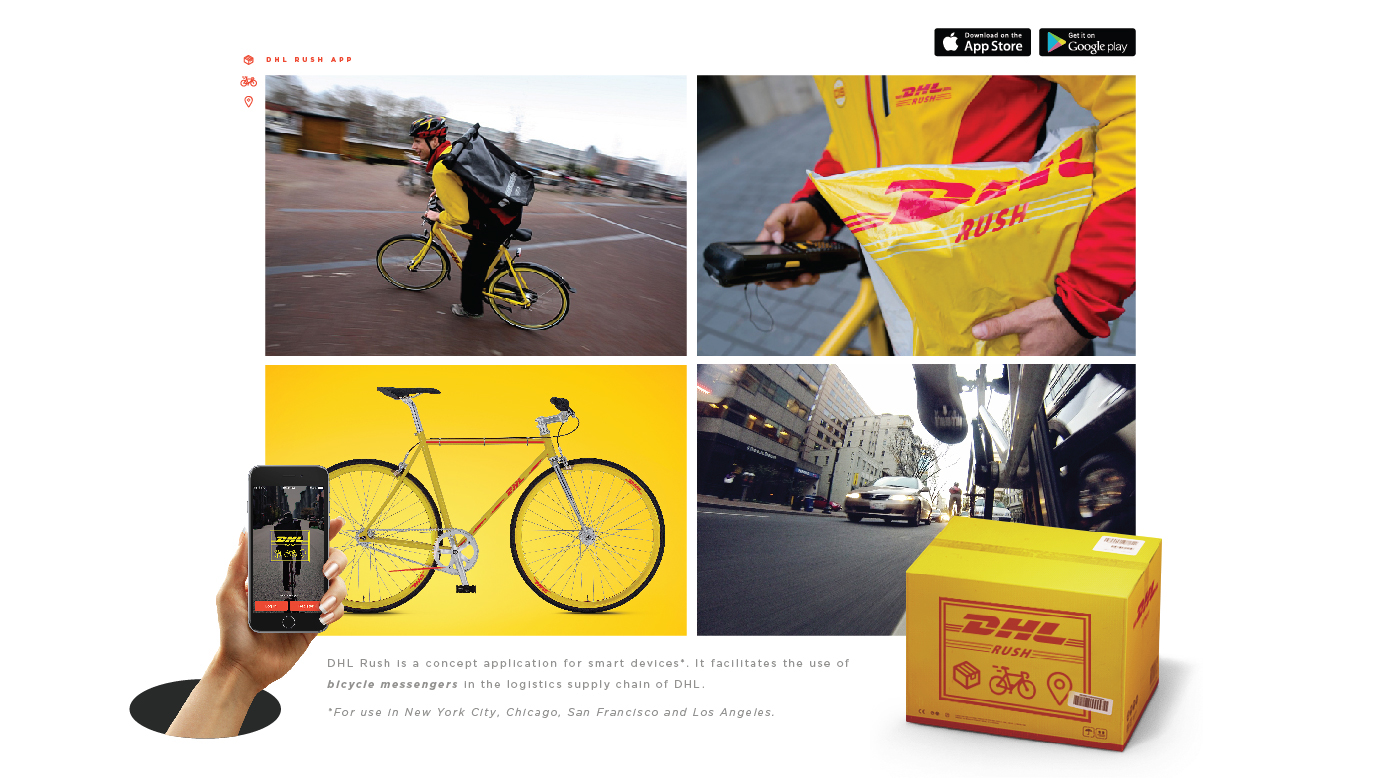 Adobe Portfolio DHL New York san francisco chicago Los Angeles Bike bicycle messenger courier fast delivery freight now rush PICKUP times square