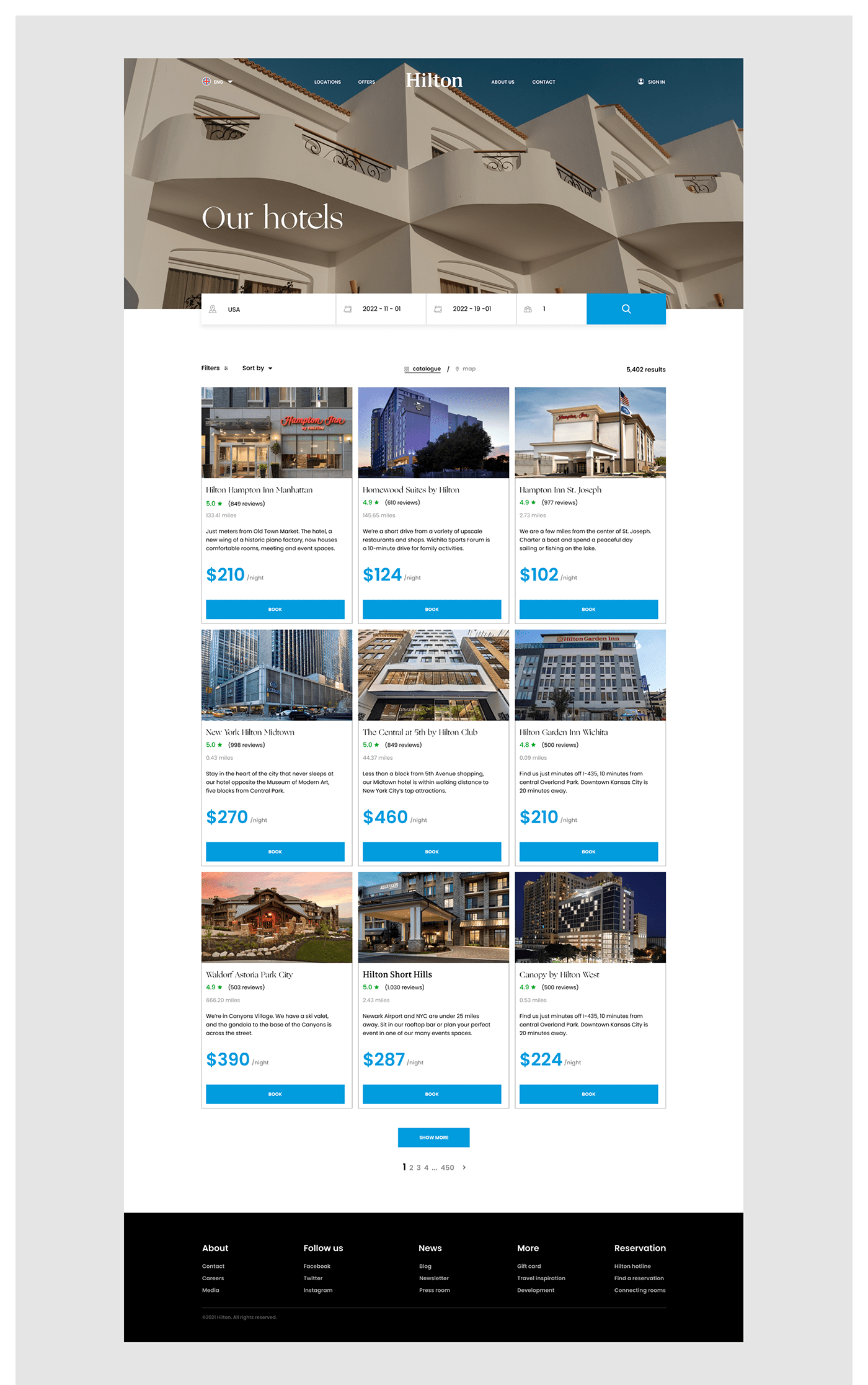 corporate Hilton hotel Web Design  Website
