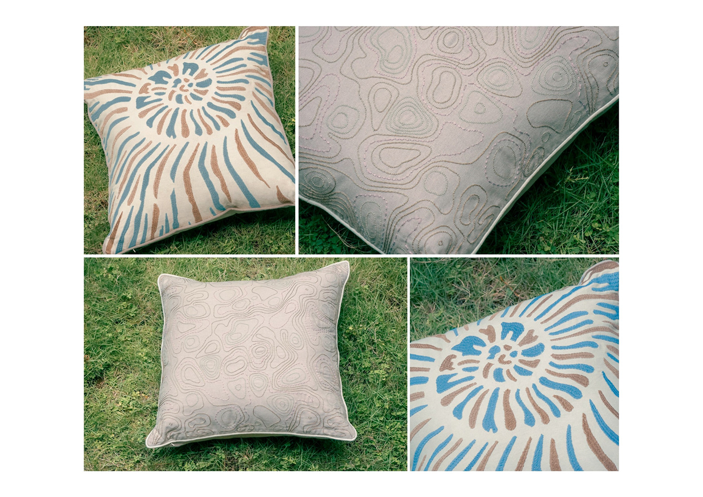 textile design  Embroidery seashell beadwork graduation project cushion