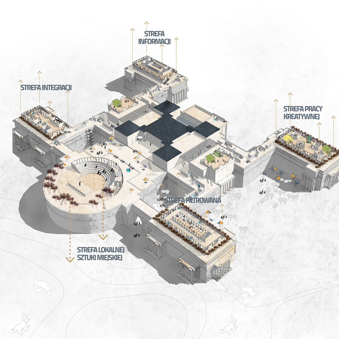warsaw Transformation city centre pkin roof architecture monuments architecture visualization compatition