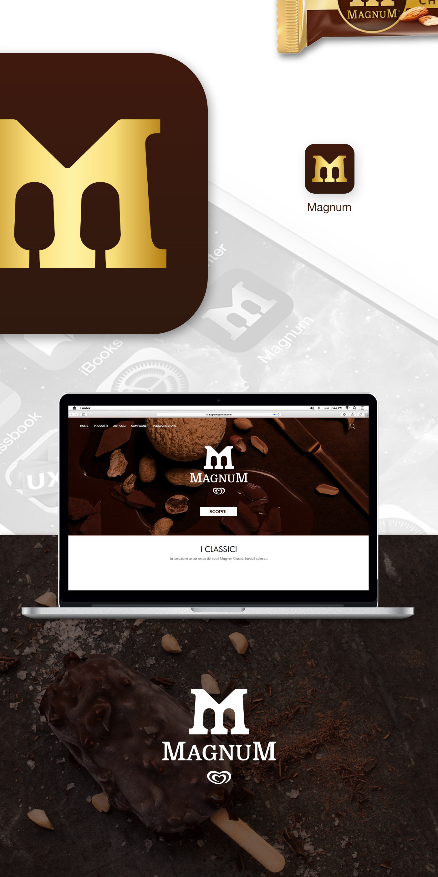 magnum rebranding RESTYLING brand graphicdesign icecream Logo Design UX UI app icon Website
