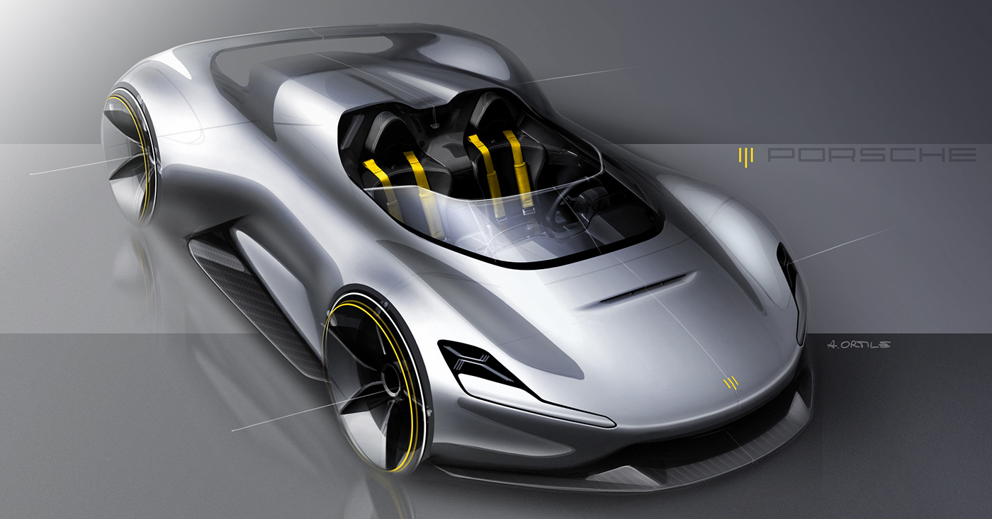 sketch design cardesign automotive   exterior Interior Volvo Porsche toyota ILLUSTRATION 