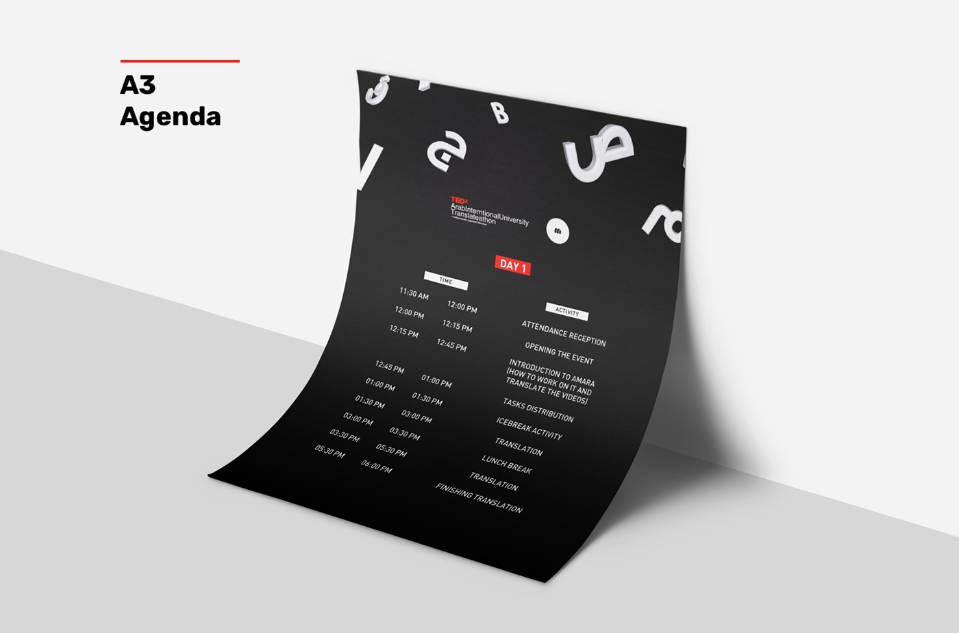 translate TEDx TED red concept design black White print