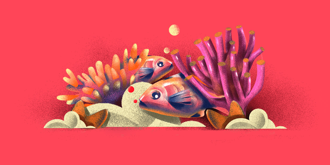 art colour design digital illustration fish ILLUSTRATION  music Ocean sunset water