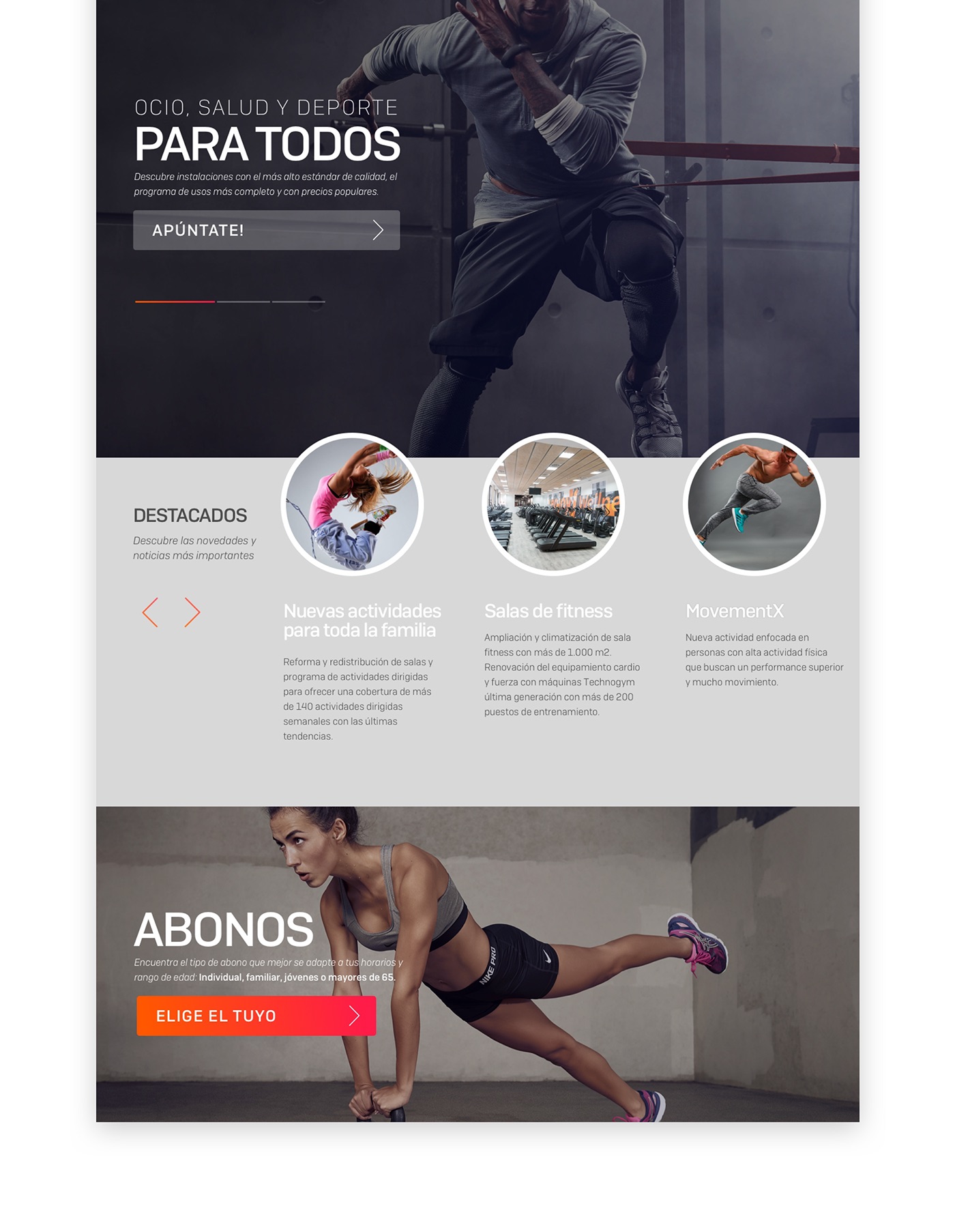 UI/UX GUI ui design gym sports orange Website spain españa barcelona