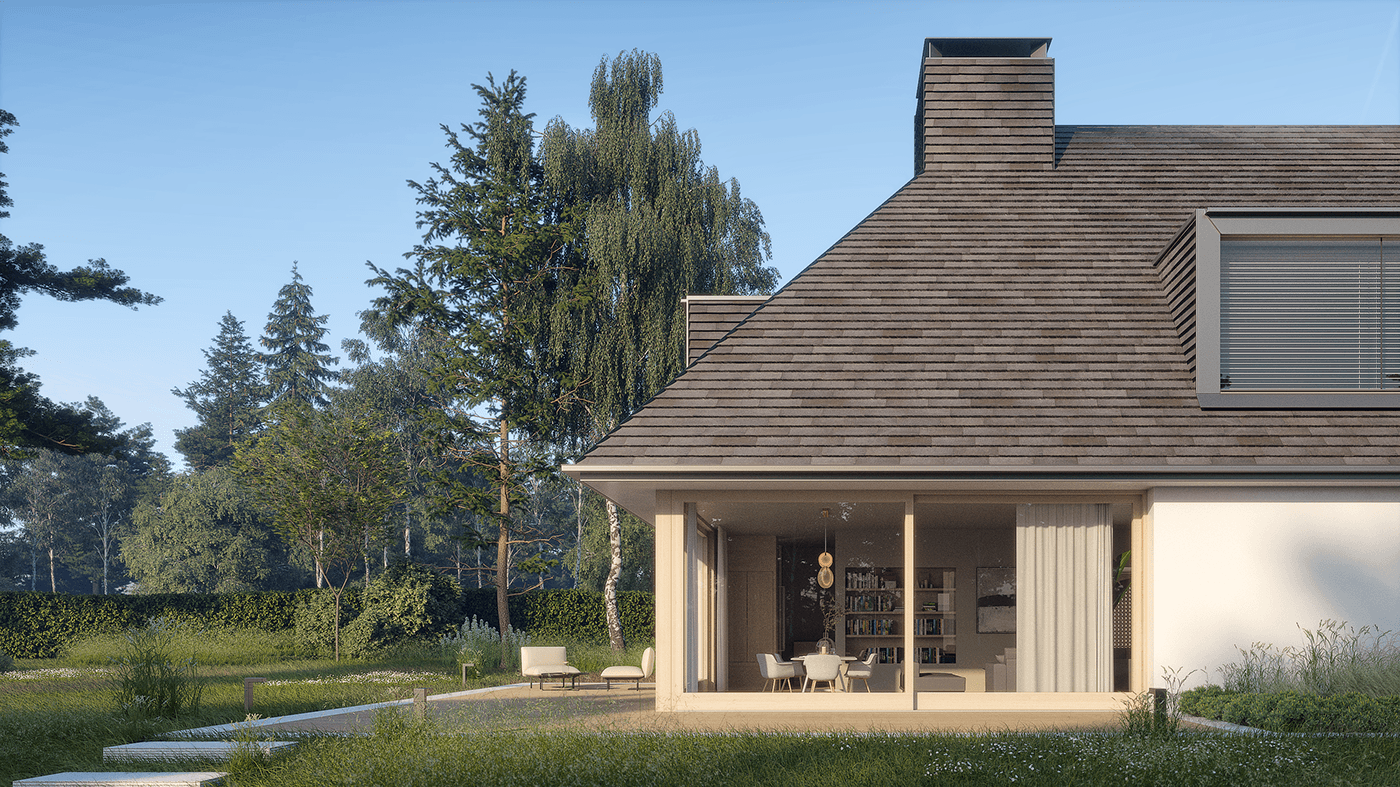 archiviz architecture rural countryside cabin visualization 3D archviz Render