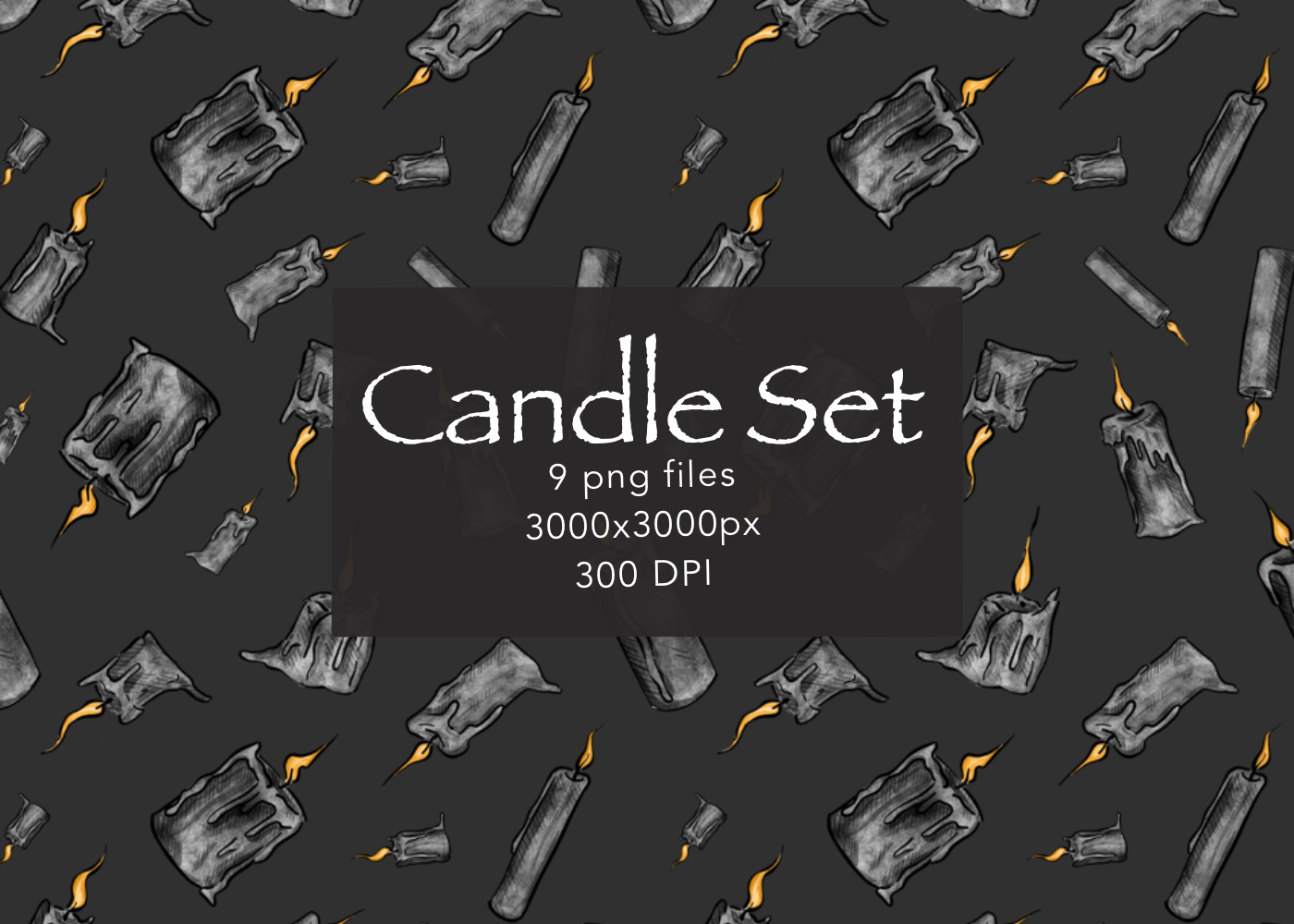 watercolour set candle stickers clip art goth