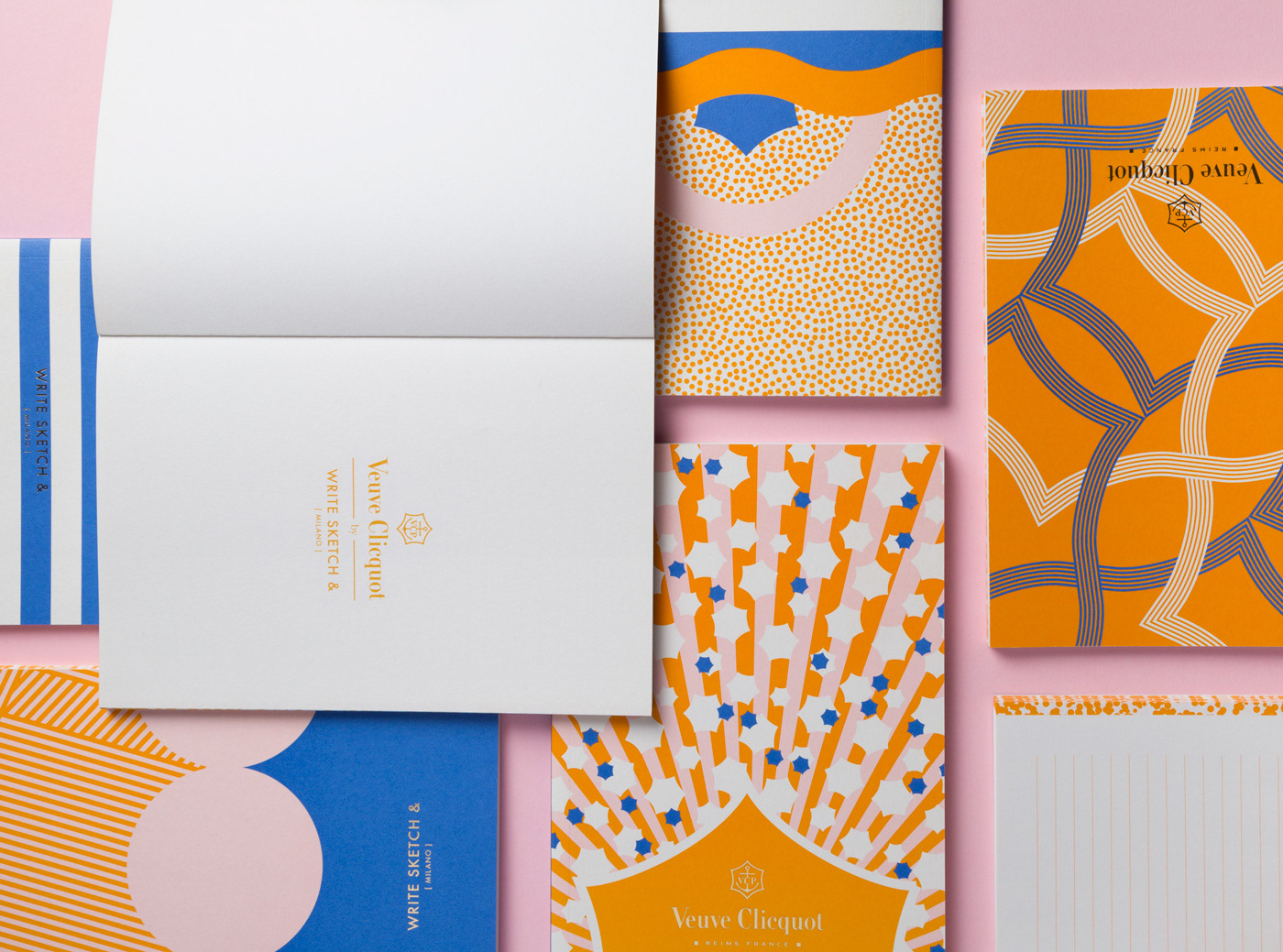 Champagne notebooks Veuve Clicquot Stationery luxury colors print design  paper notebook