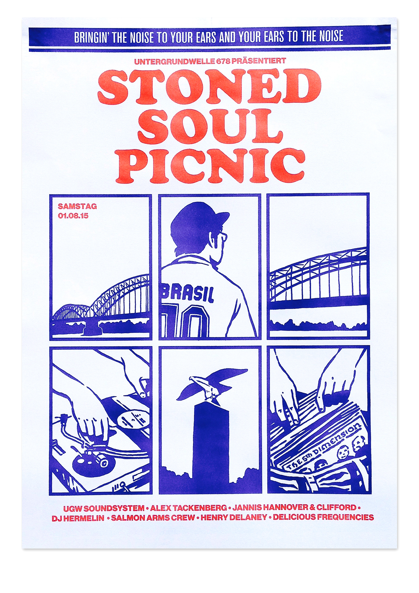 stoned soul picnic untergrundwelle 678 vinyl ugw 678 poster plakat cologne party soul Funk hiphop Riso risograph Risoprint technics