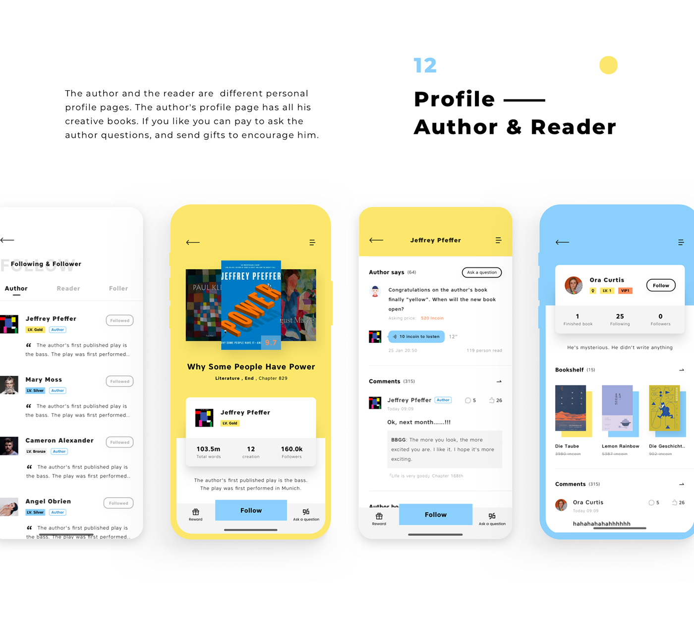 app book bookshelf interaction Interface UI ux animation  read mobile