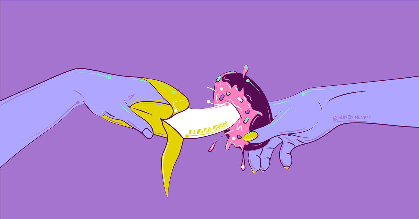 facebook cover image of a banana and donut for a sex blog  made by Nune Nineveh