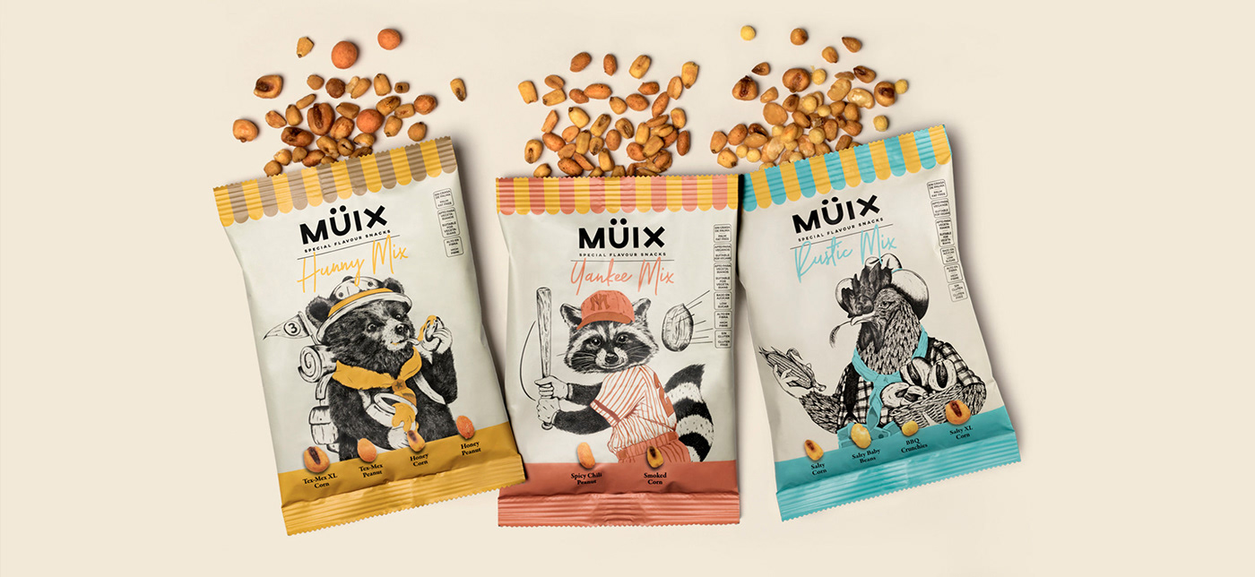 branding  Food  ILLUSTRATION  Packaging packaging design snacks food design gourmet Meteorito nuts