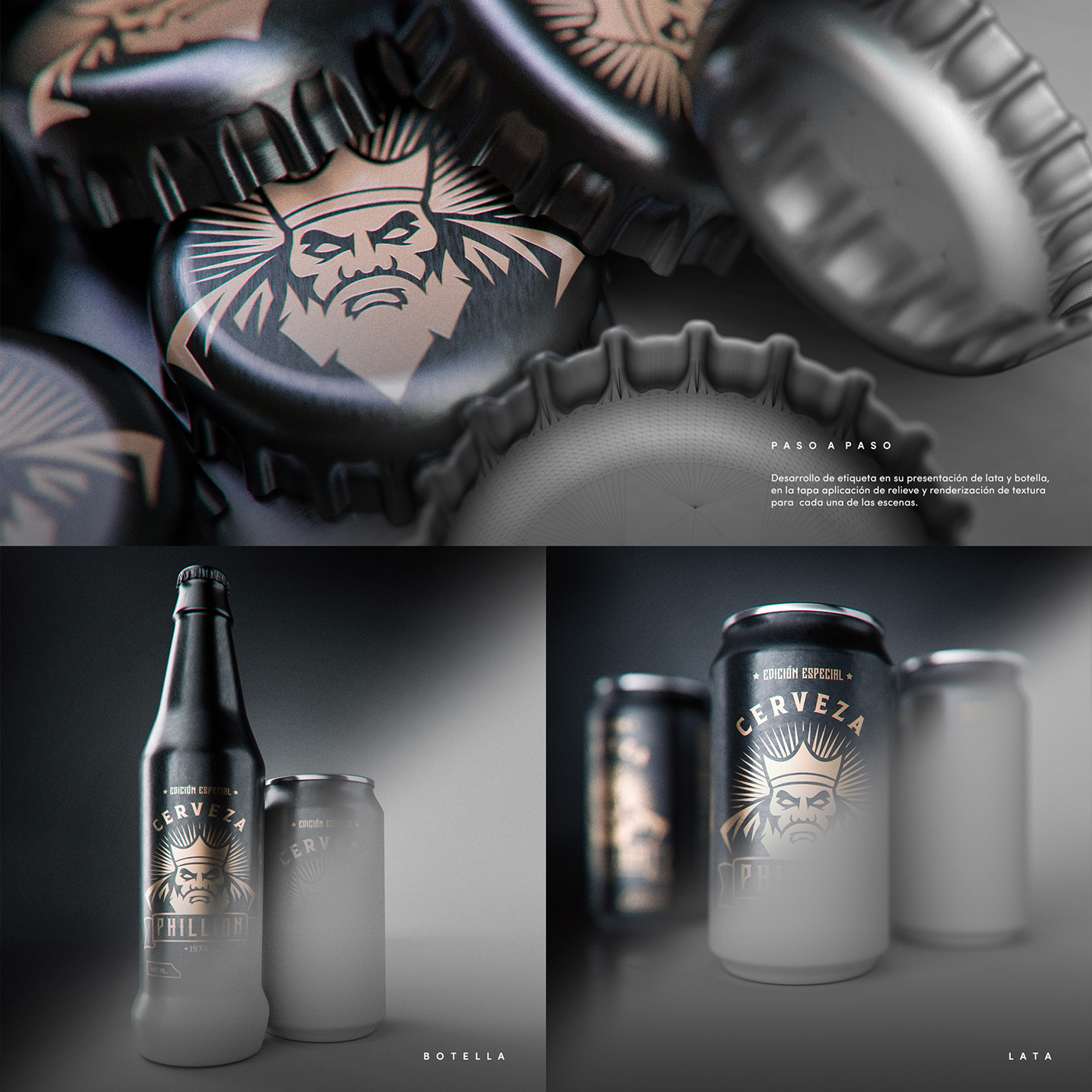 3D beer branding  graphic design  Packaging beverage bottle can king special edition