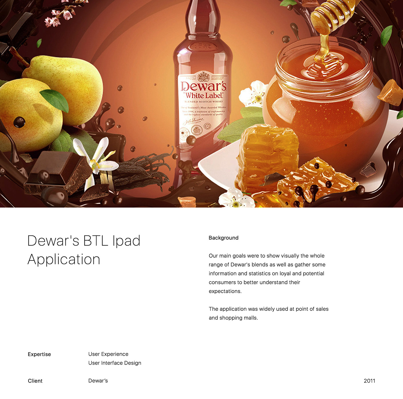 Dewar's iPad application UI Whisky bacardi