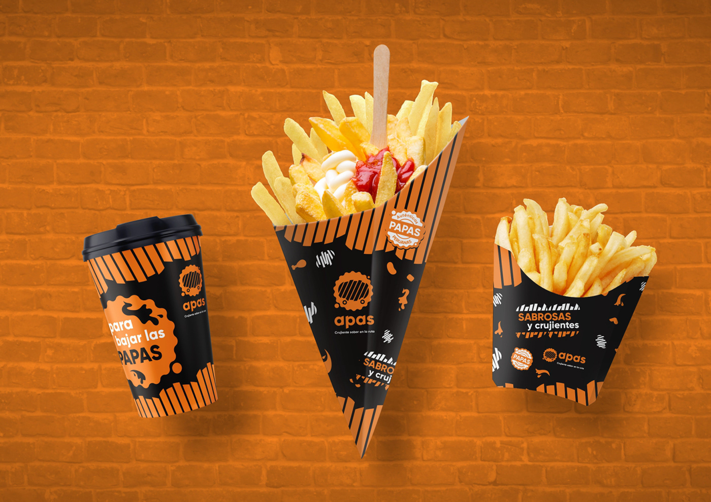 branding  french fries Logotipo Packaging papas fritas