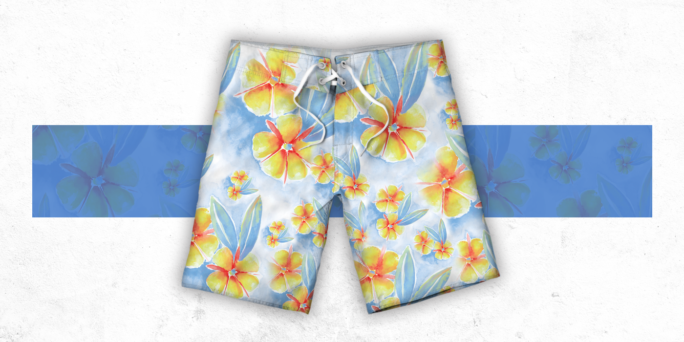 floral Bermuda boardshort Estampa textil moda design gráfico Direção de arte Ilustração Flores