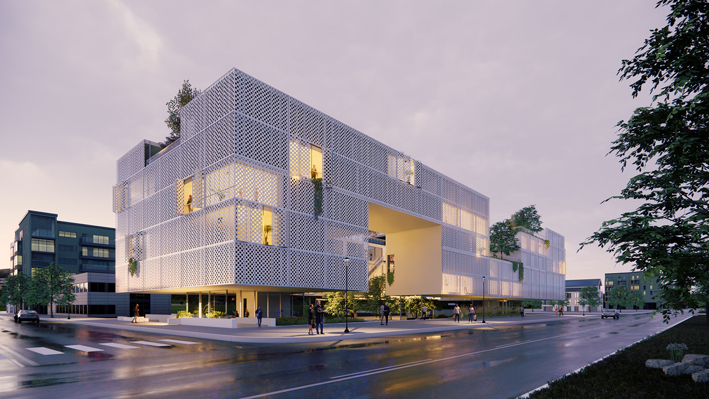 3D model architecture building design Landscape Project Render collective housing residential complex archviz