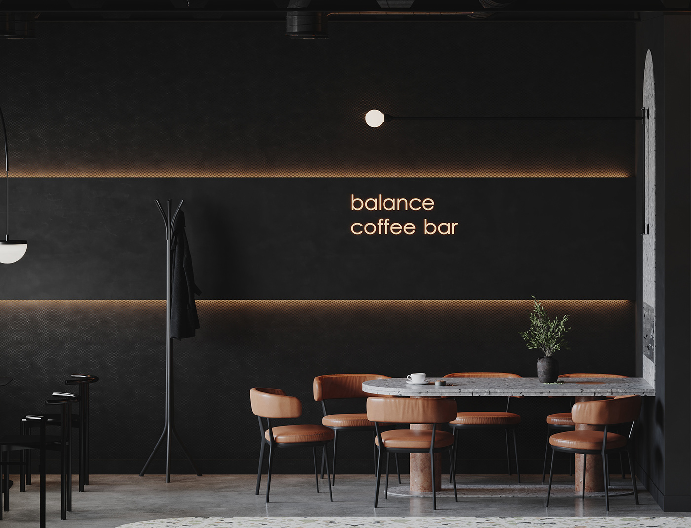 3D animation  architecture bar CG Coffee design Interior panorama visualization