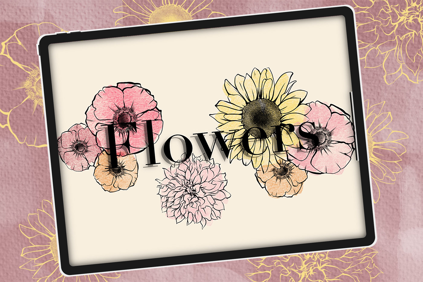 Digital Art  Digital Drawing flower stamps Flowers ILLUSTRATION  procreate brushes Procreate Drawing procreate stamps