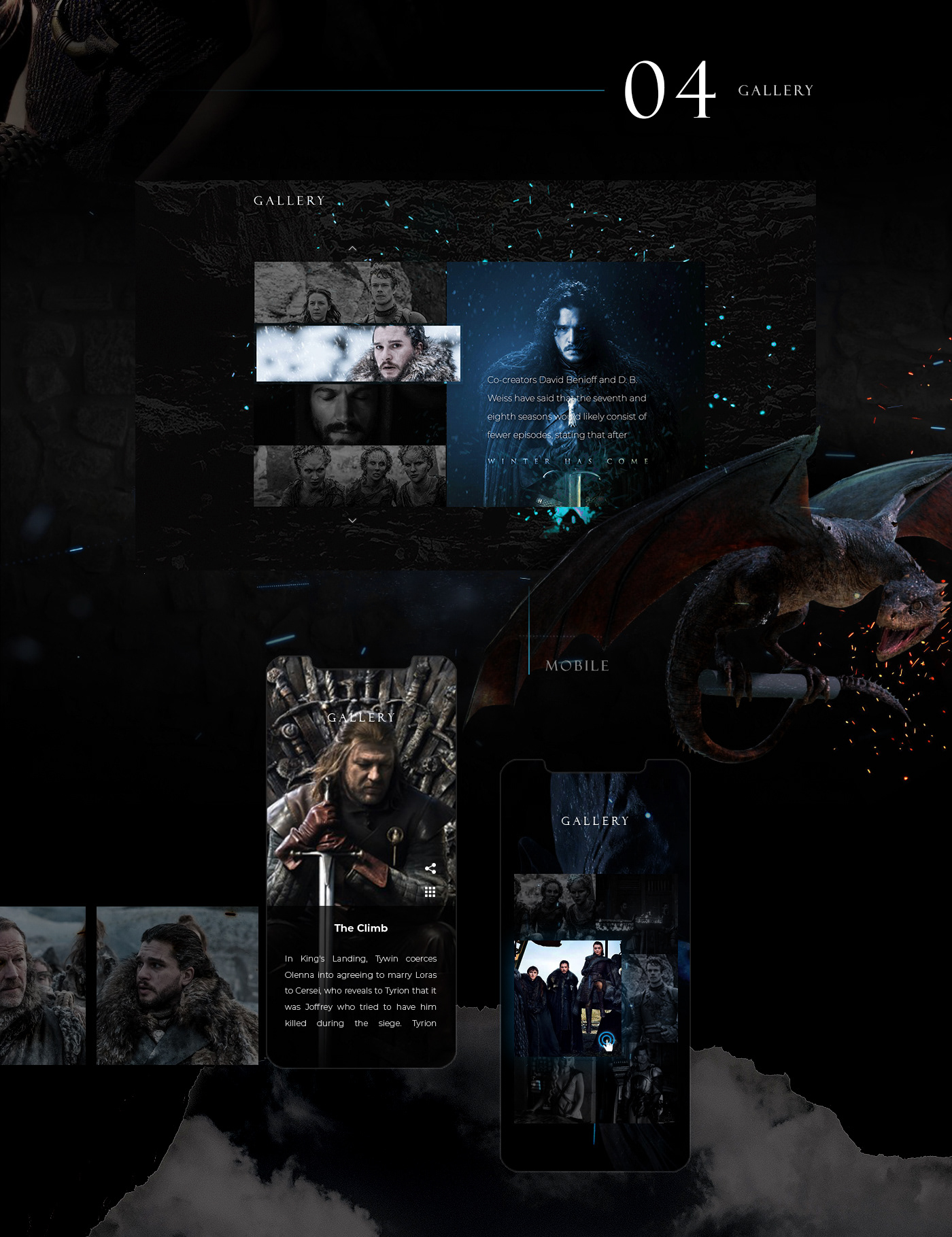 Web Design  UI/UX Design landing page Game of Thrones final season mobile design Responsive Design