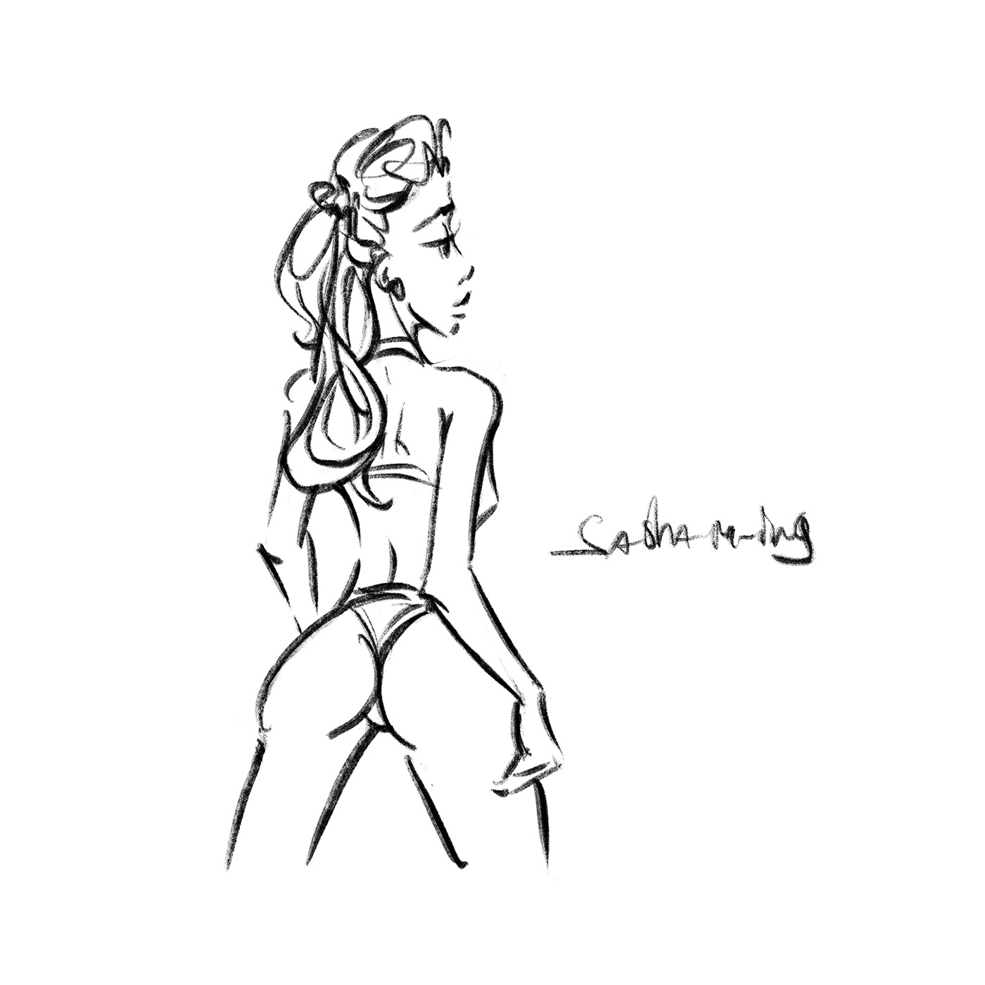 ass back minimal butt Drawing  Fashion  girl Hot ILLUSTRATION  lineart minimalistic sketch