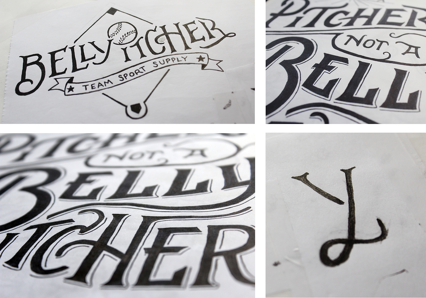 lettering belly itcher type HAND LETTERING t-shirt baseball vintage