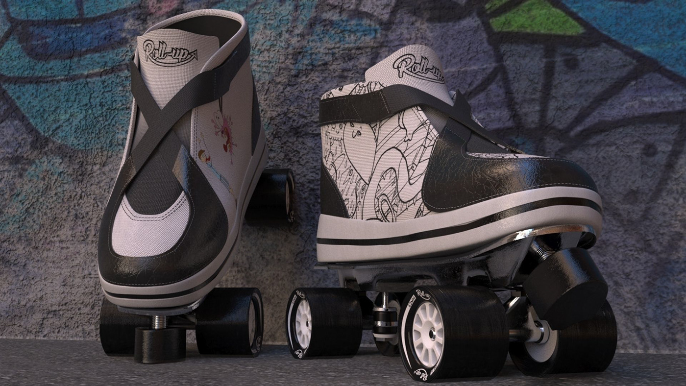 3D Autodesk brand identity design modelling roller rollerquad painting   streetart Urbanart
