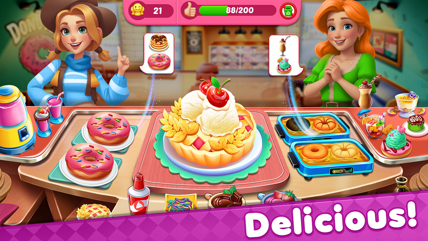 Street Food cooking cooking game Icon burger Pizza cake donut