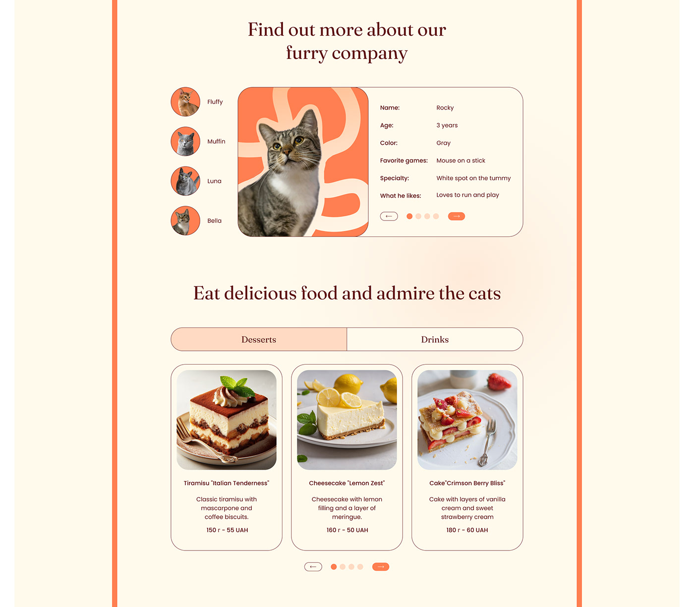Cat cafe cat cafe  Web Design  UI/UX landing page Figma animals design pets