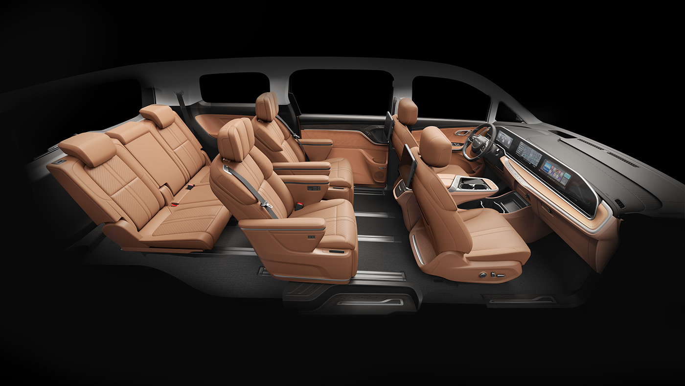 Vehicle 3D rendering Render interor MPV car design