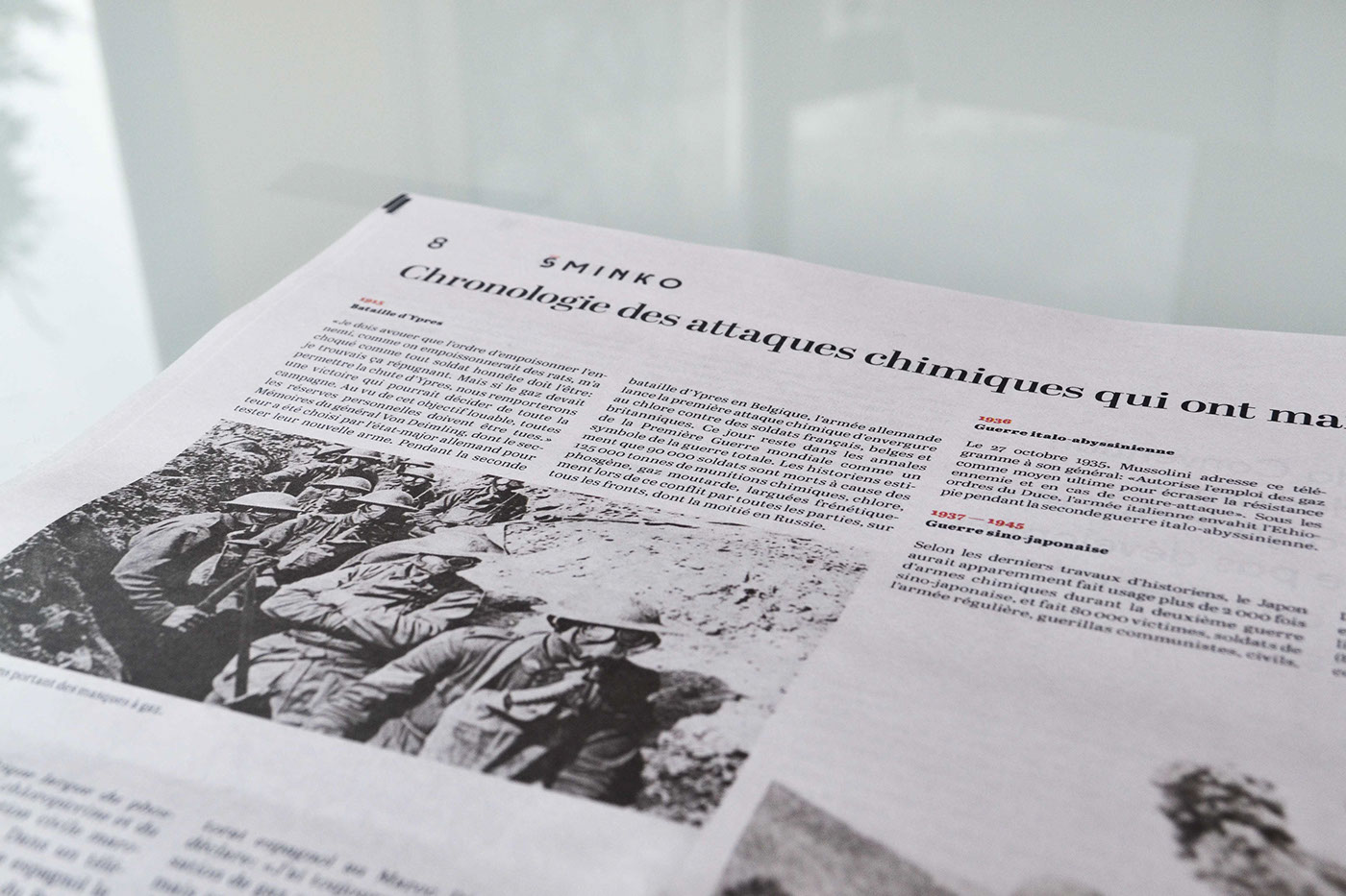 Sminko newspaper Layout print editorial news edition typography   chemical War