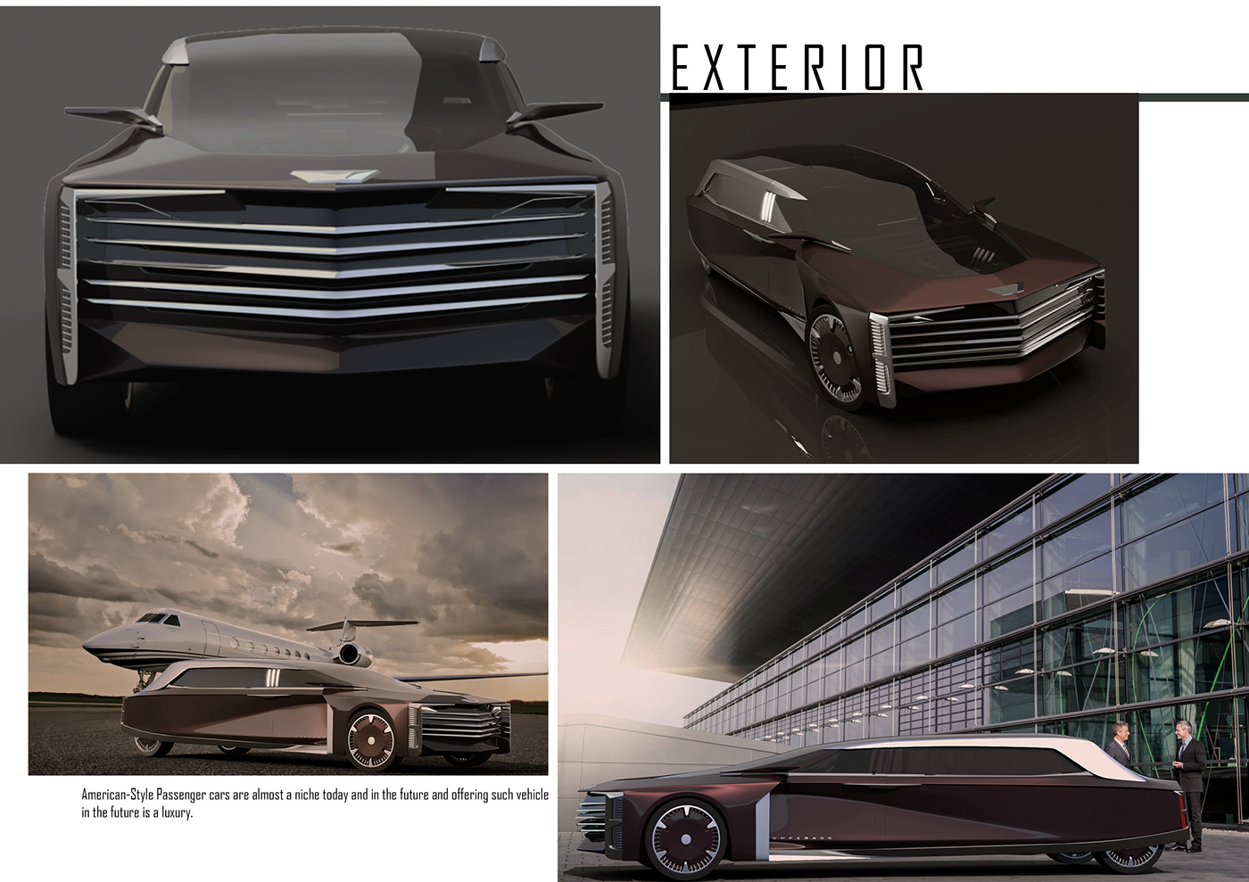 cadillac automotive   design sketch Render car LIMOUSINE american sedan futuristic