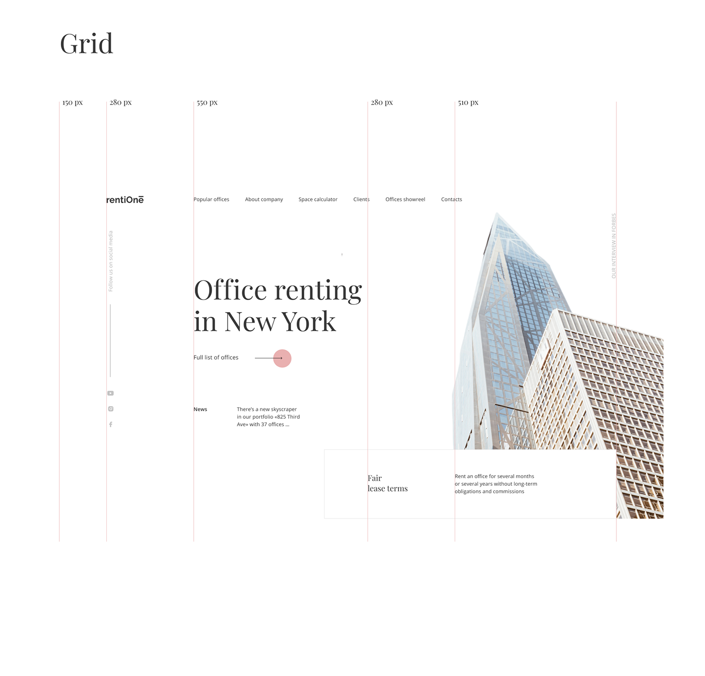 Brooklyn city Interior New York Office Rent Space  UI/UX Web Design  Website