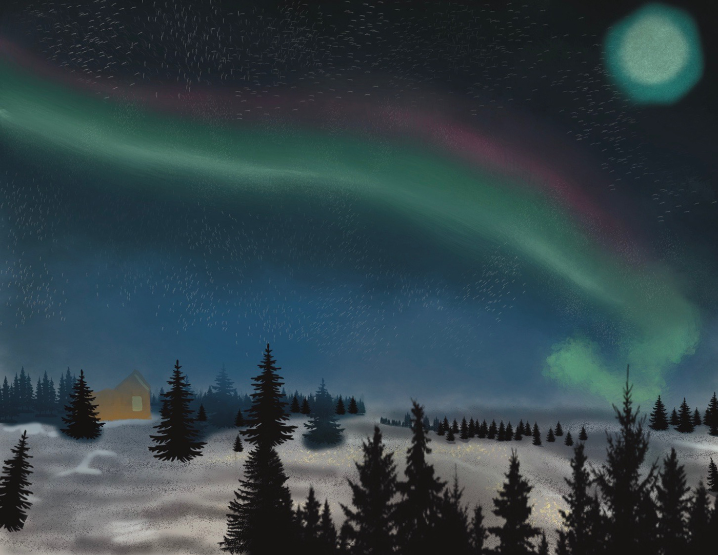 Alask auroras digitalart ILLUSTRATION  scenery