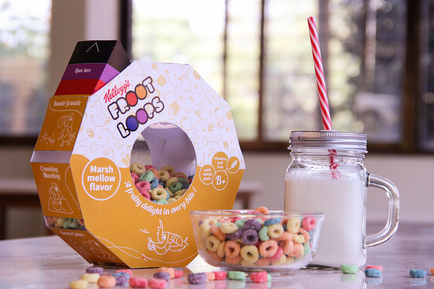 cereal box redesign surface graphics Froot Loops cereal packaging