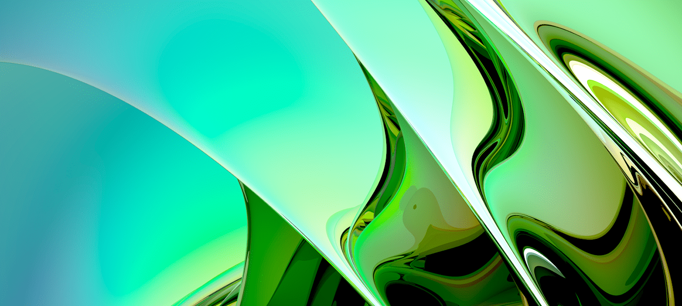abstract color 3D blue glossy chrome curves movement