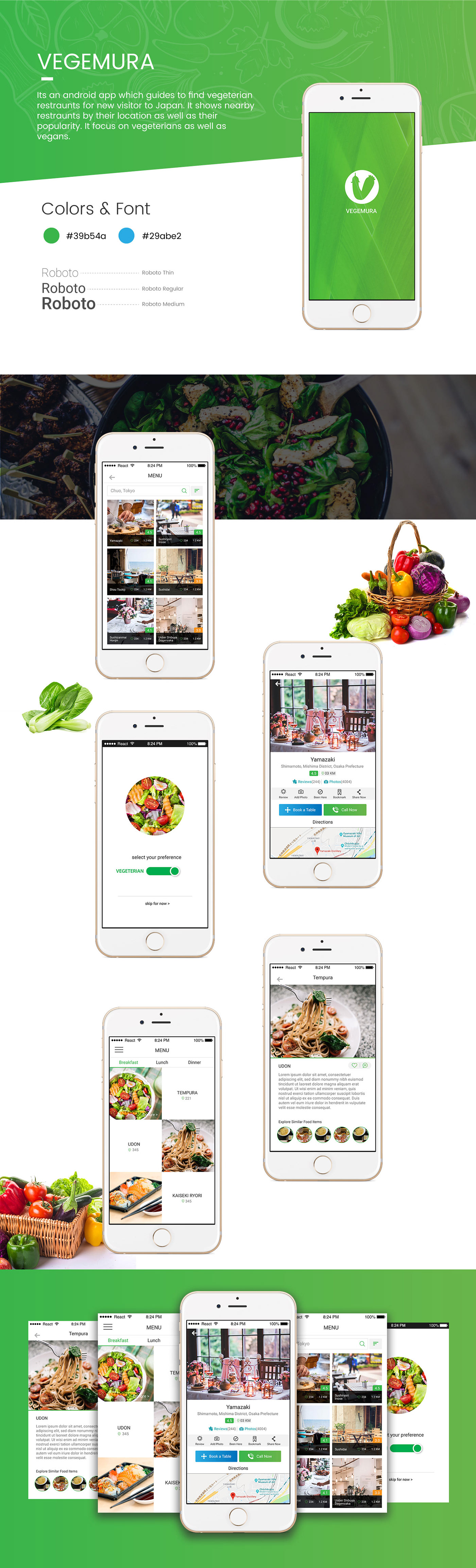 vegeterian Mobile app veg restraunts vegan green