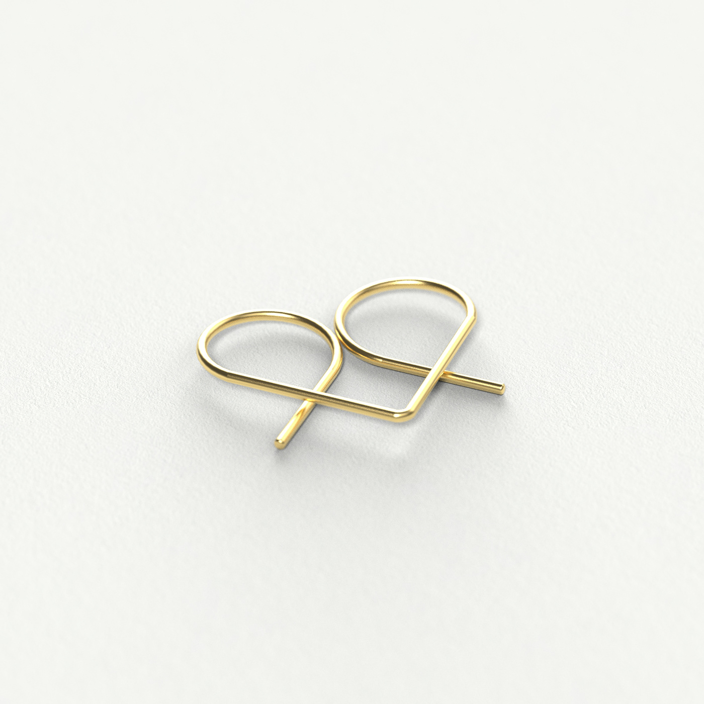 3D CGI concept gold heart industrial design  jewelry Office paperclip product design 