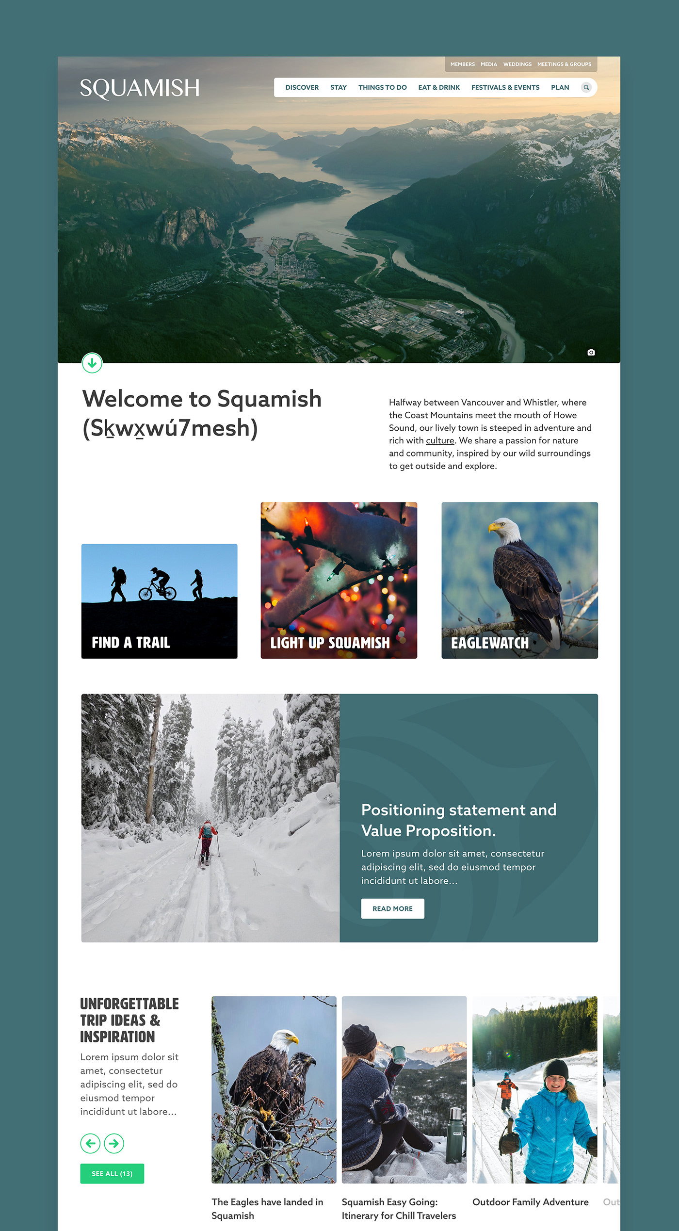 tourism website design outdoors art direction  interactive design Squamish